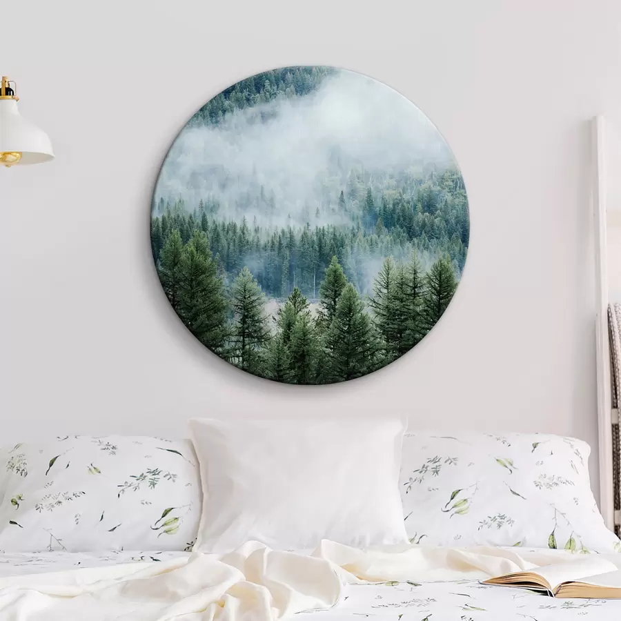 murales de pared Bosque de coníferas en la niebla r34825