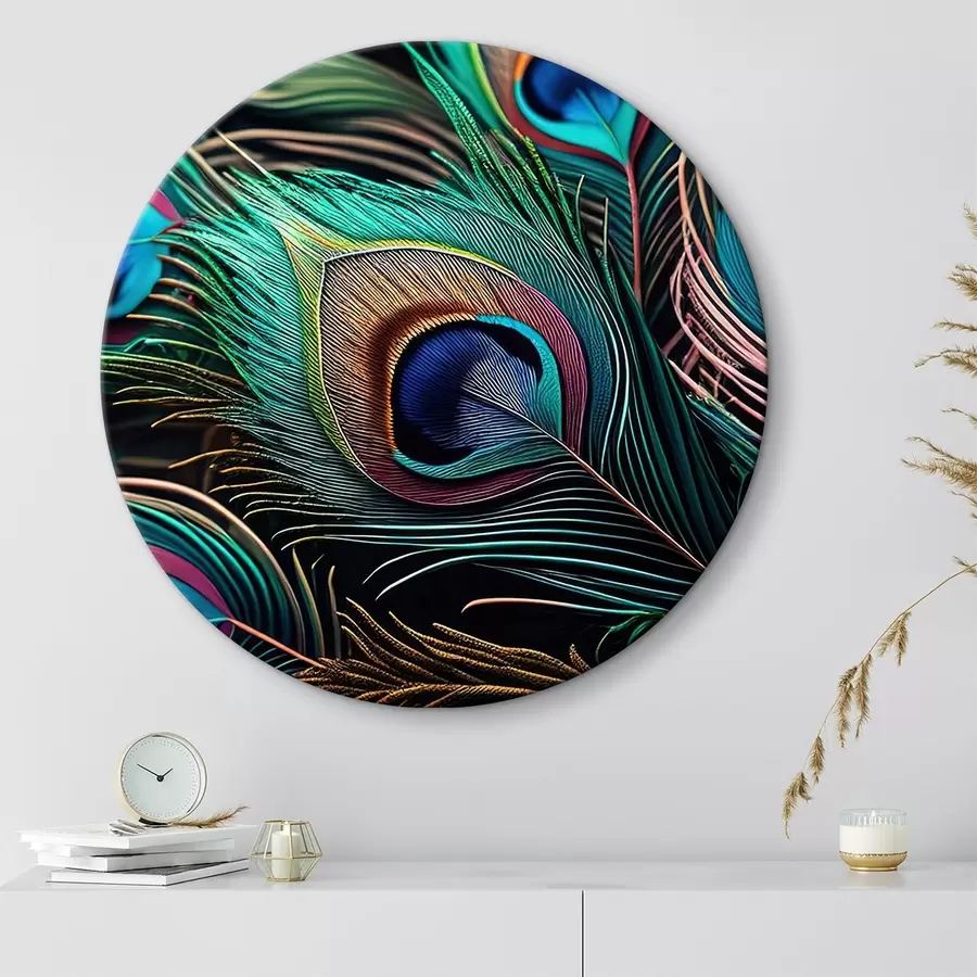 murales de pared Brillantes plumas de pavo real r34871