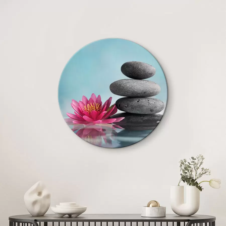 murales de pared Loto rosa y piedras r34932