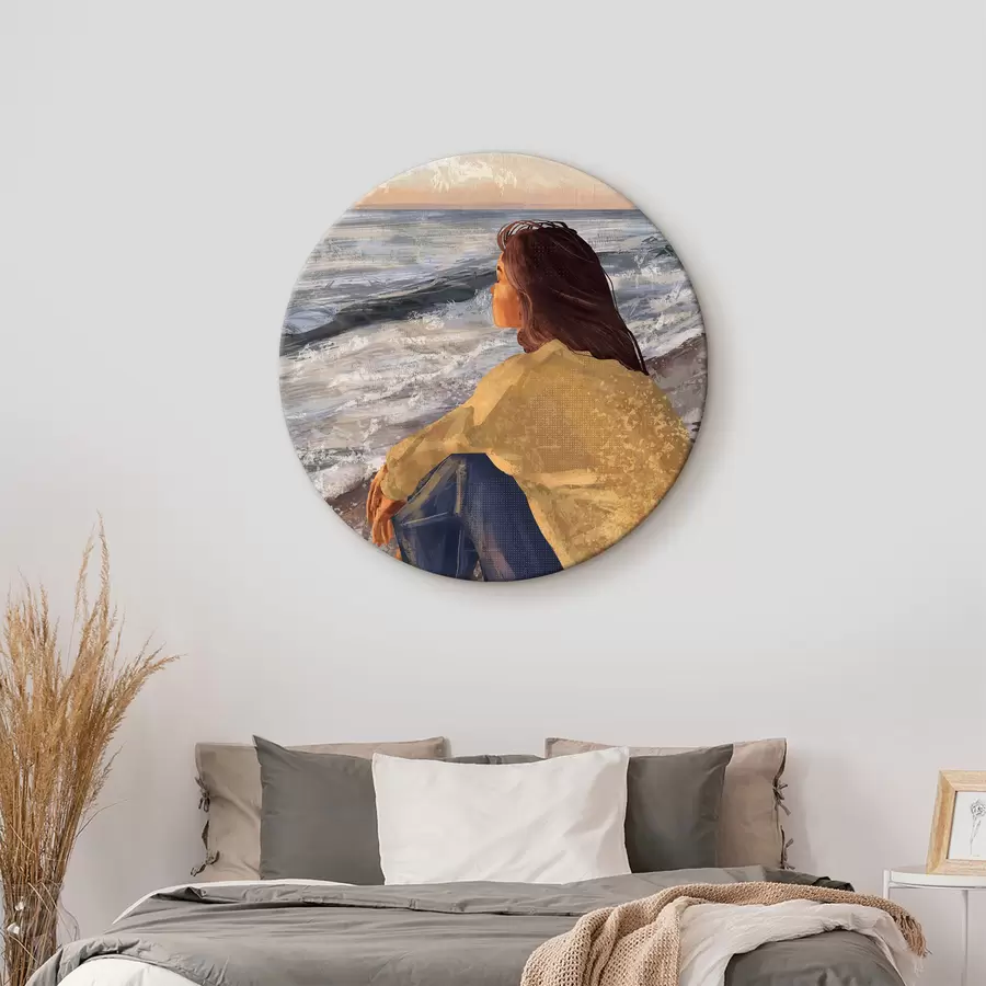 murales de pared Mujer junto al mar, contemplando las olas r35317