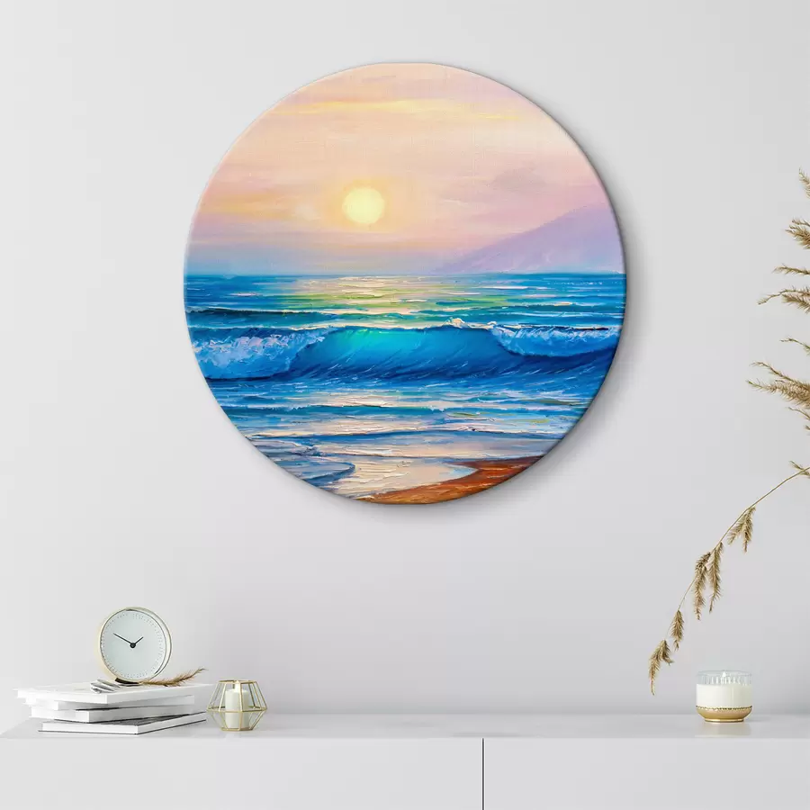 murales de pared Puesta de sol rosa sobre el fondo del mar r35378