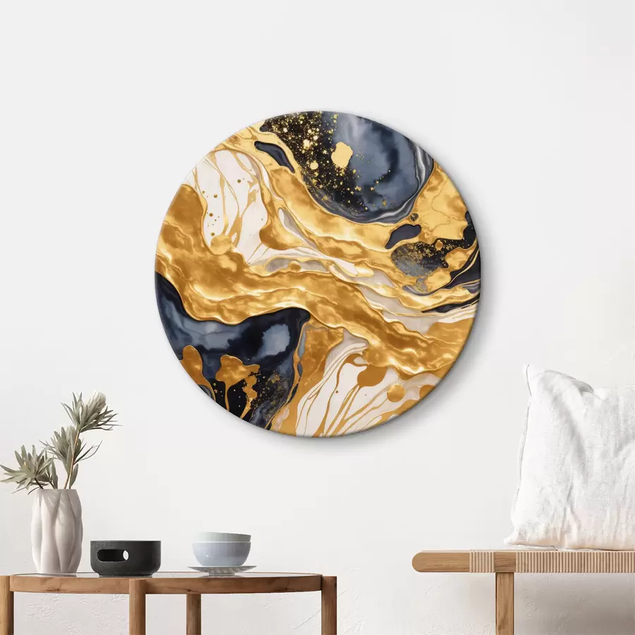 murales de pared Transfusión de colores dorado, blanco y negro r35659