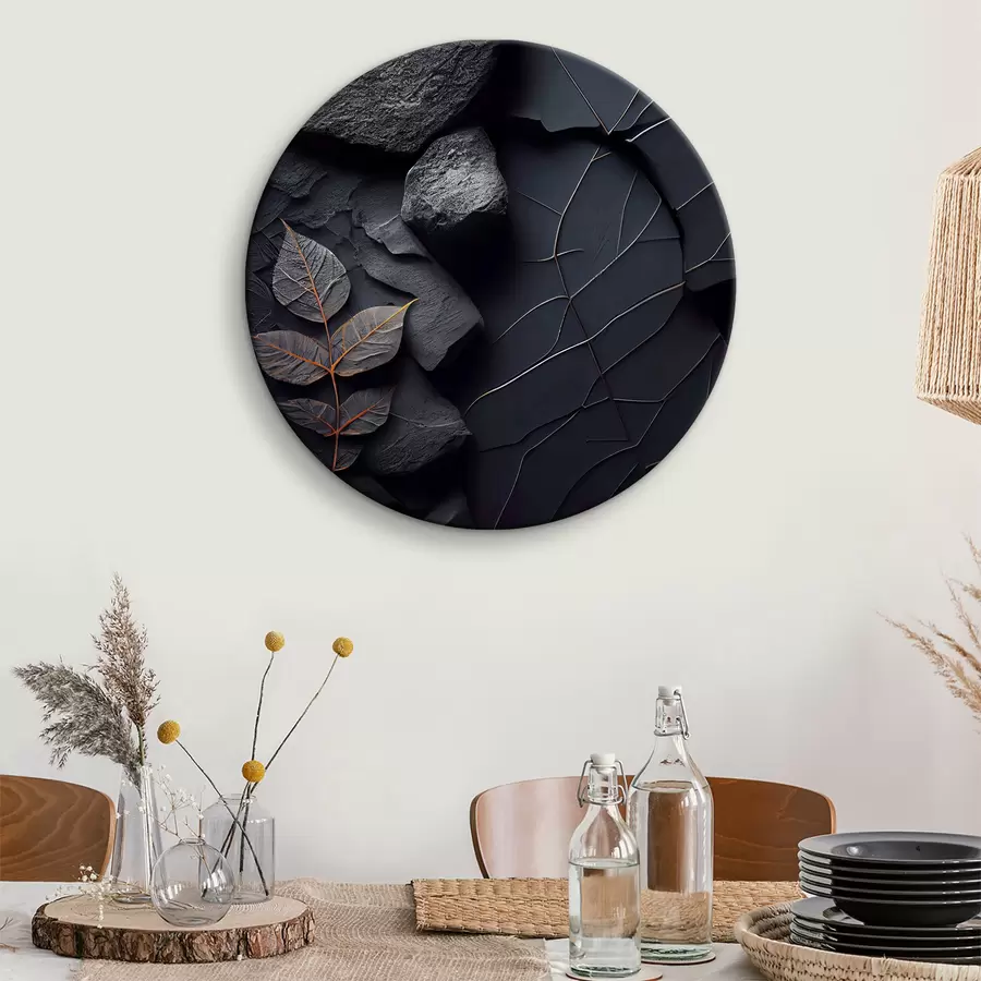 murales de pared Hojas sobre tierra negra y dura agrietada r35706