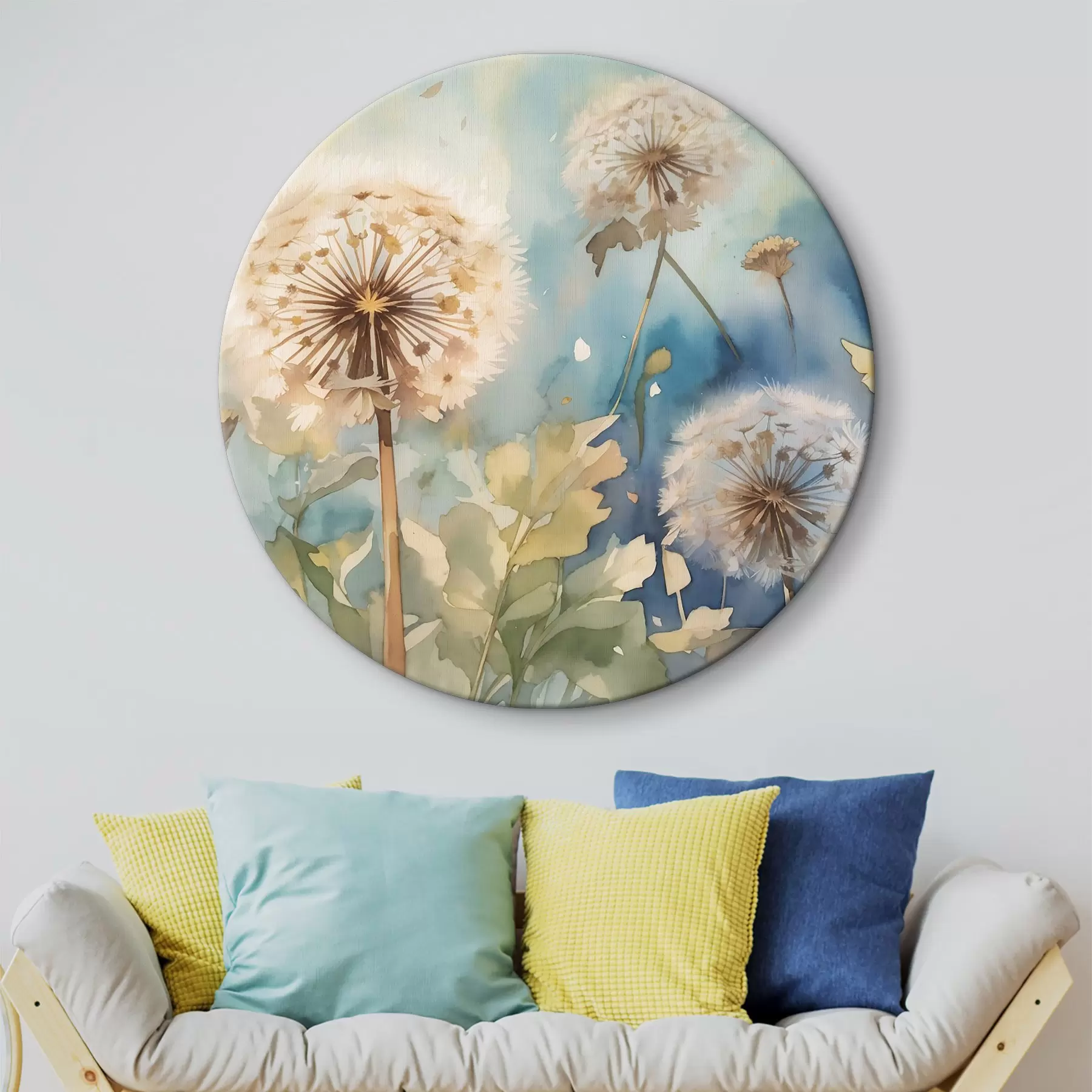 murales de pared Campo de dientes de león acuarela acuarela acuarela acuarela acuarela acuarela acuarela r35839