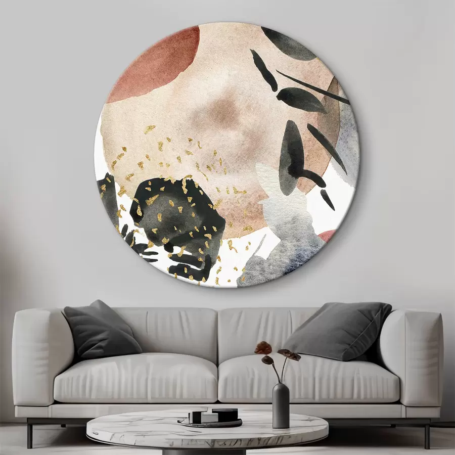 murales de pared Póster abstracto en acuarela con manchas rojas, negras, beige y doradas r35937