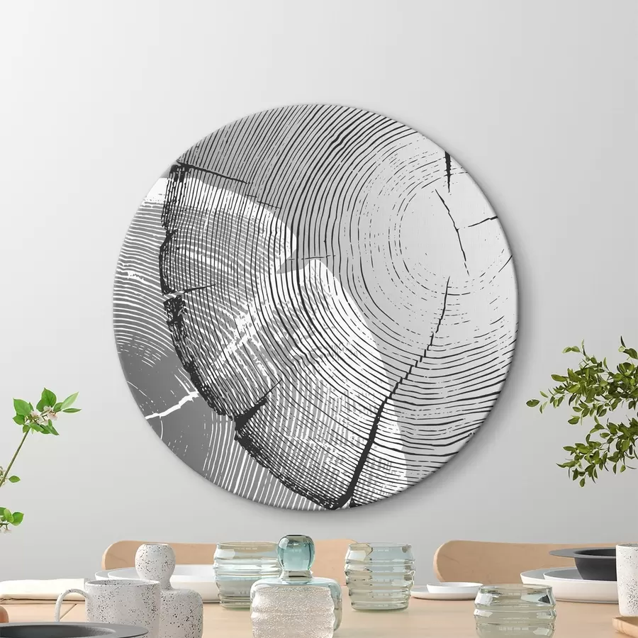 murales de pared Círculos blancos y negros recortados en madera r35994