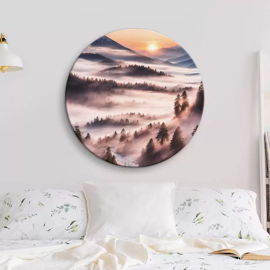 murales de pared Vista del bosque con niebla r36050