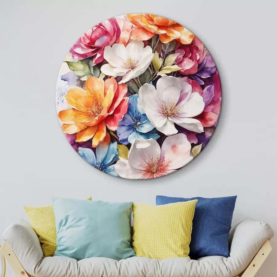 murales de pared Motivo de acuarela en colores blanco, azul y amarillo r36123