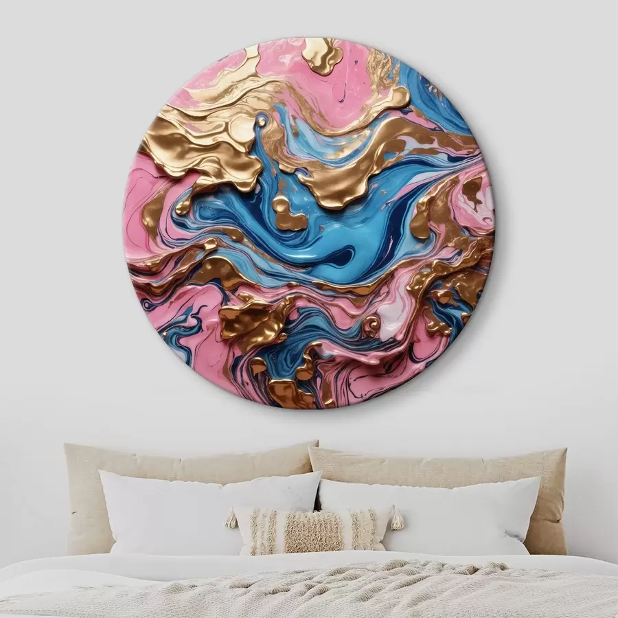 murales de pared Brillo colorido de oro, rosa y azul r36227