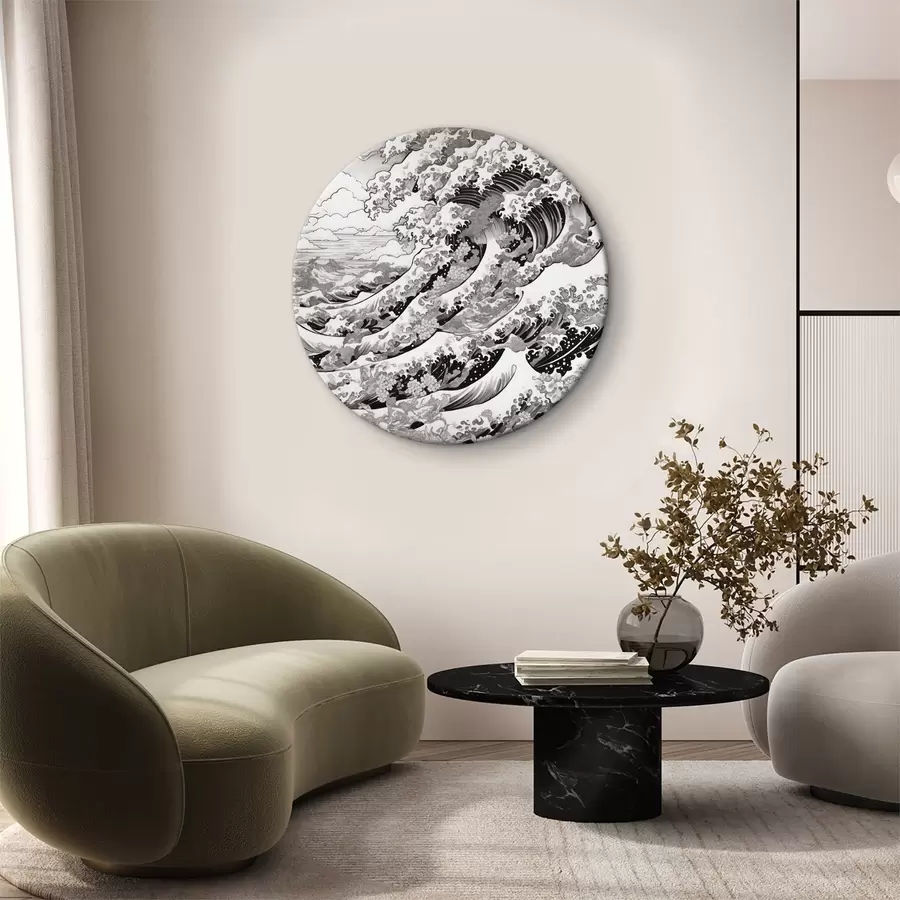 murales de pared Tsunami en blanco y negro r36234