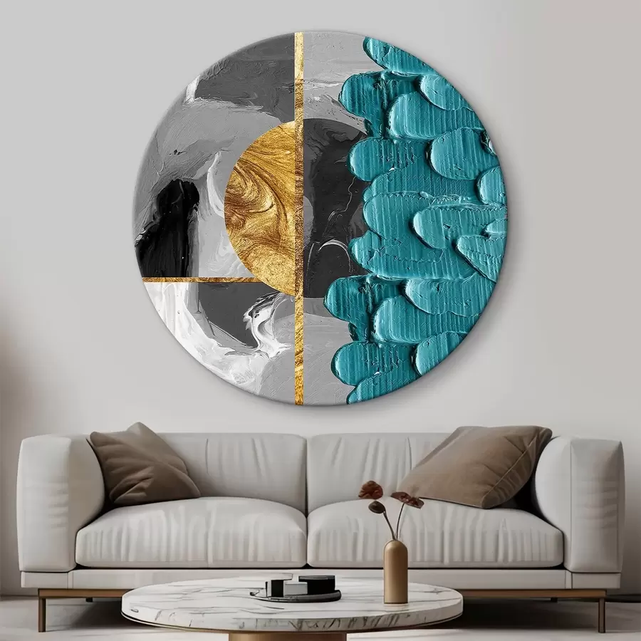 murales de pared Fondo de arte abstracto. Óleo sobre lienzo y textura dorada r36288