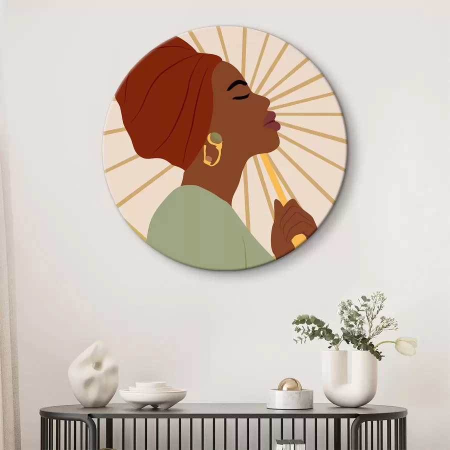 murales de pared Elegante mujer afro con paraguas r36340