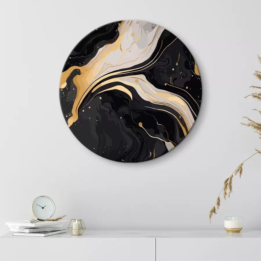 murales de pared Elegante mármol negro con dorado r36375