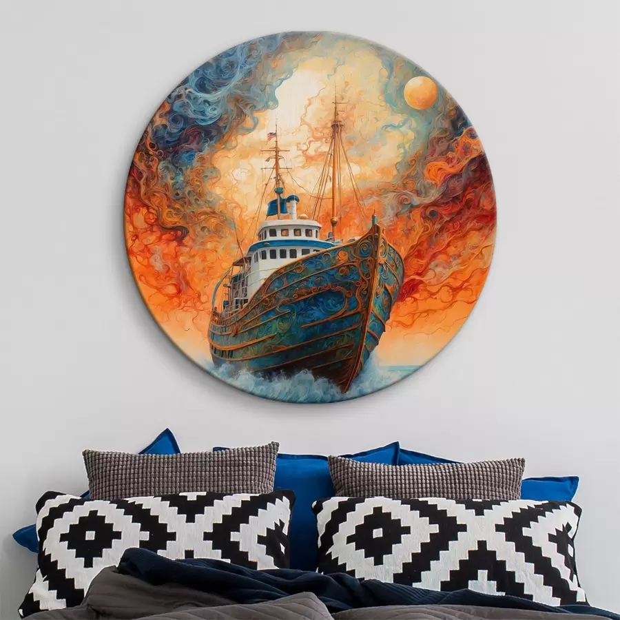 murales de pared Barco flotante sobre el fondo de un cielo fantástico r36443