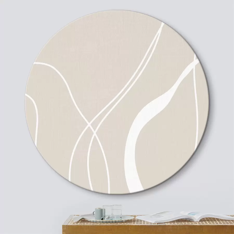 murales de pared Líneas abstractas blancas sobre fondo beige r36488