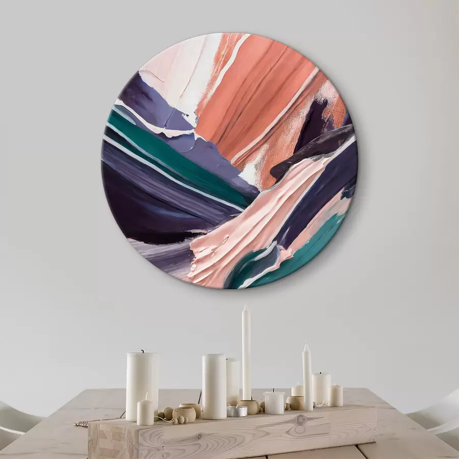 murales de pared Pintura al óleo abstracta, pincelada, textura de pintura, colores suaves naranja púrpura r36498