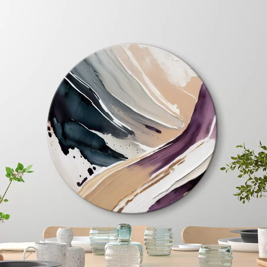 murales de pared Arte acrílico abstracto, pincelada, textura de pintura, colores beige, morado, azul r36504