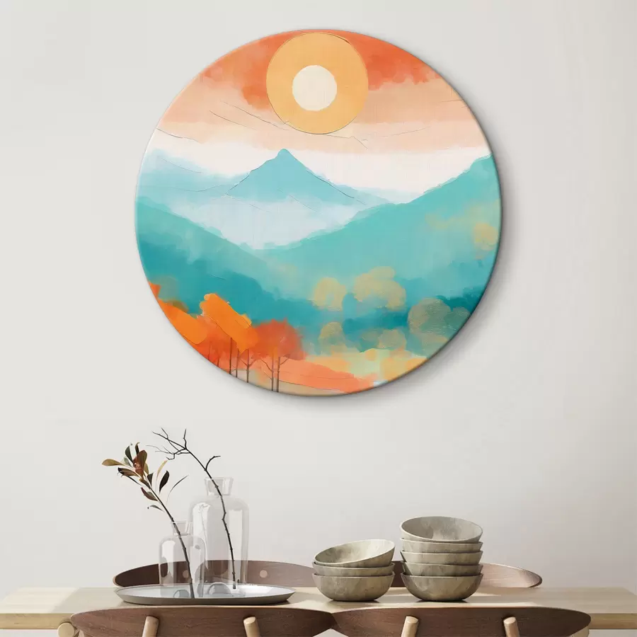 murales de pared Calor otoñal en un sereno paisaje de montaña r36506