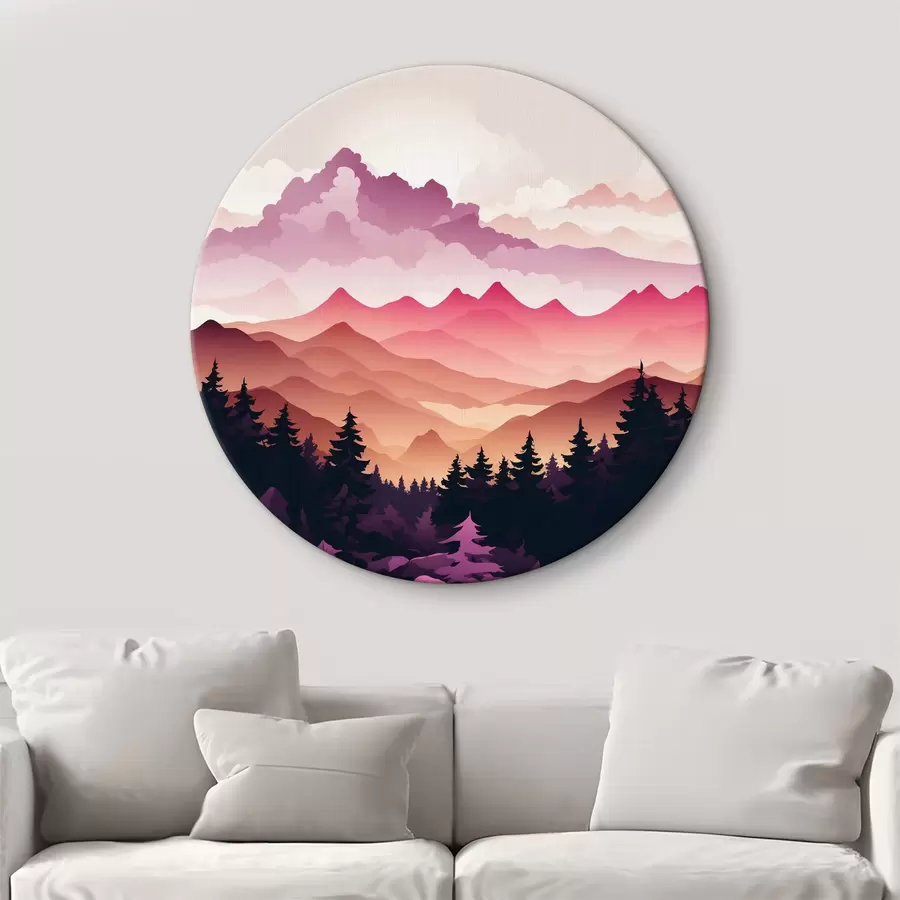 murales de pared Puesta de sol sobre las tranquilas montañas r36528