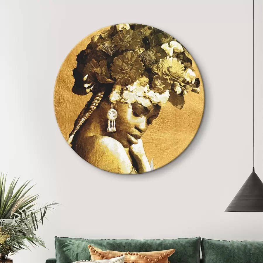 murales de pared Mujer con flores en la cabeza r36532