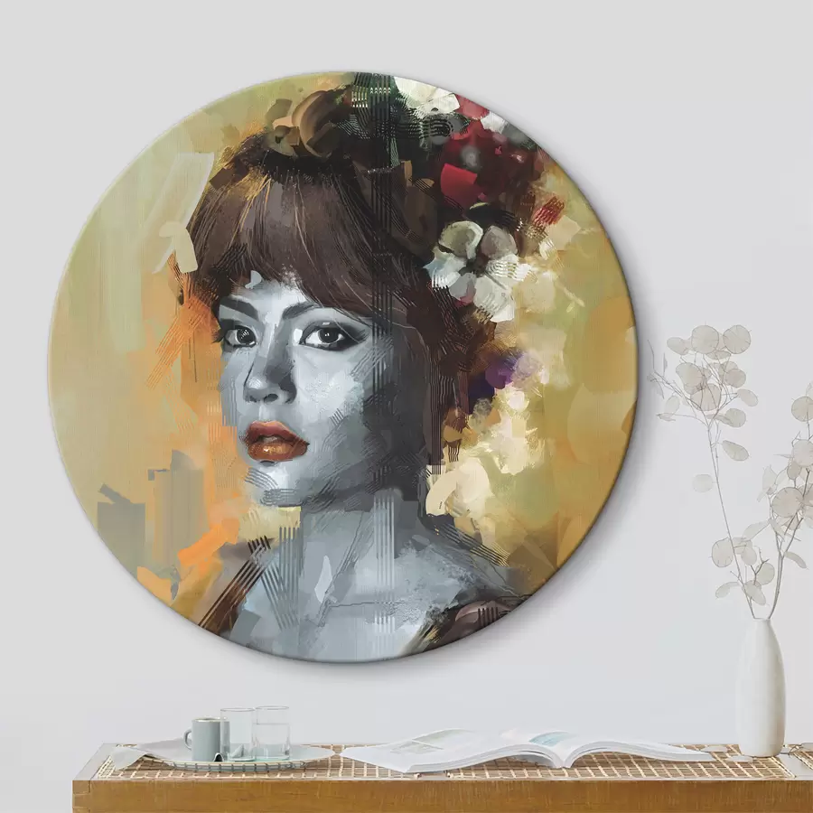 murales de pared Mujer con flores en el pelo r36575