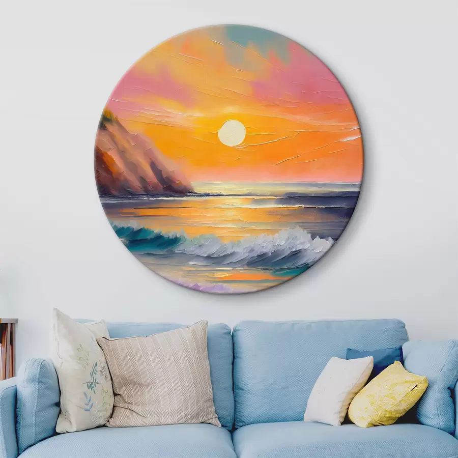 murales de pared Los colores del atardecer abrazan las tranquilas olas r36582