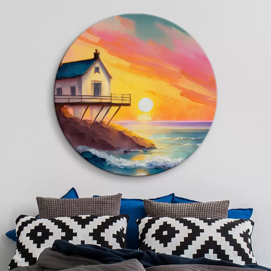 murales de pared Un refugio junto al mar bañado por las sombras del sol poniente r36585