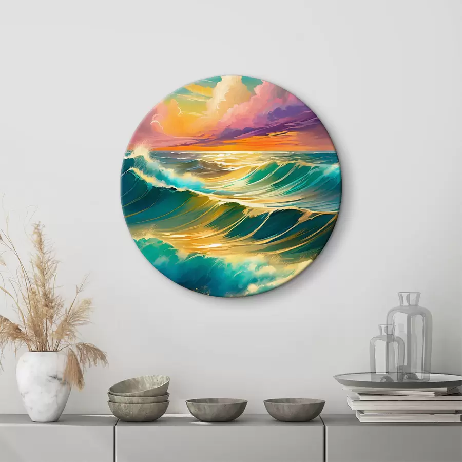 murales de pared Las olas del sol poniente danzan en vivos colores r36587
