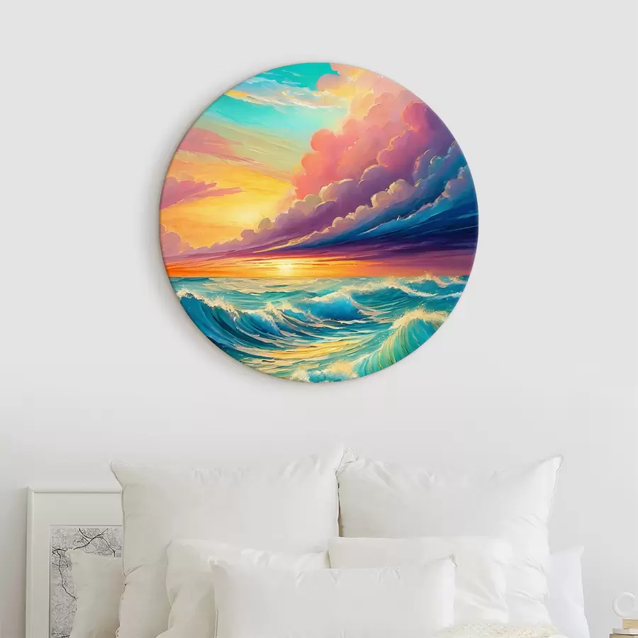 murales de pared Las olas danzan bajo el cielo pintado r36588