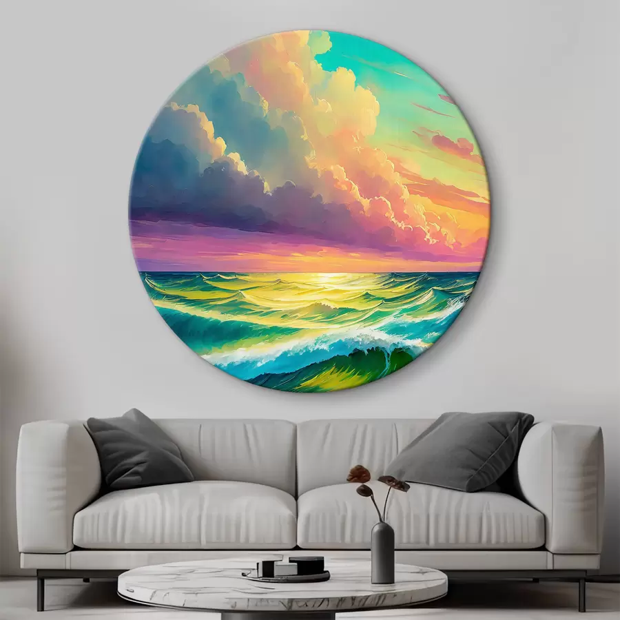 murales de pared Las olas danzan bajo el cielo pintado r36589