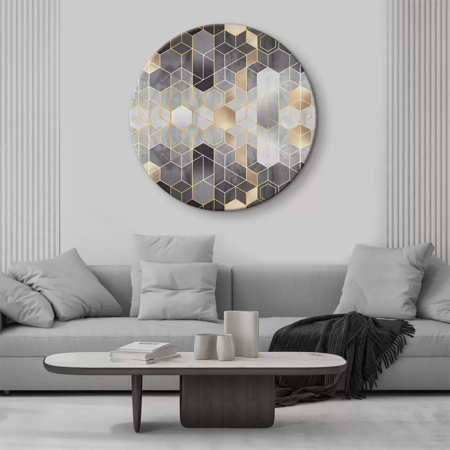 murales de pared Elegante motivo hexagonal en colores neutros r36602