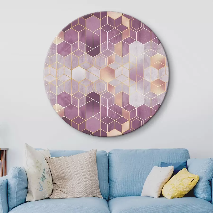 murales de pared Elegante motivo hexagonal en tonos morados r36602v1