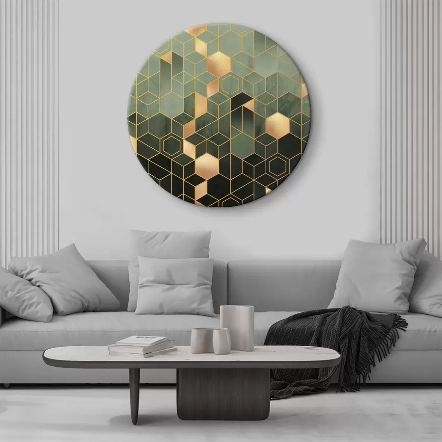 murales de pared Elegancia geométrica esmeralda y ámbar r36602v2