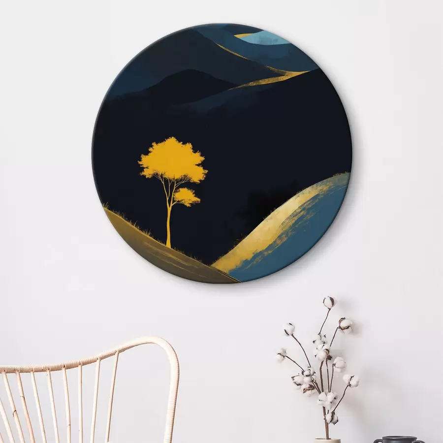 murales de pared Un árbol solitario bajo un cielo nocturno sin estrellas r36639