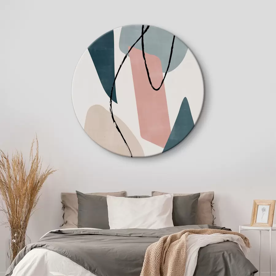 murales de pared Colorida obra de arte con líneas negras r36650