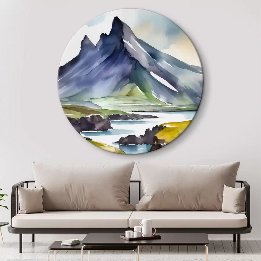 murales de pared Islandia Naturaleza Acuarela, Montañas, Cascadas r36687