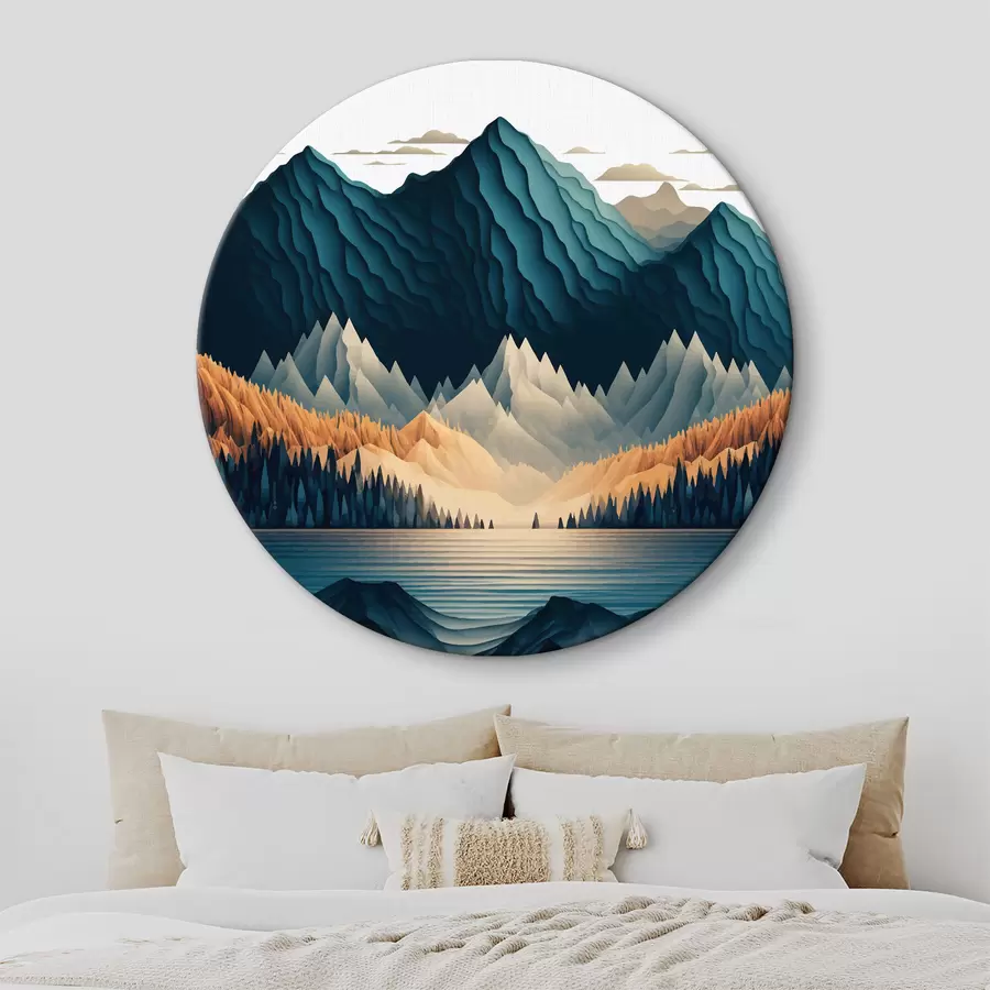 murales de pared Sierra con árboles y lago r36697