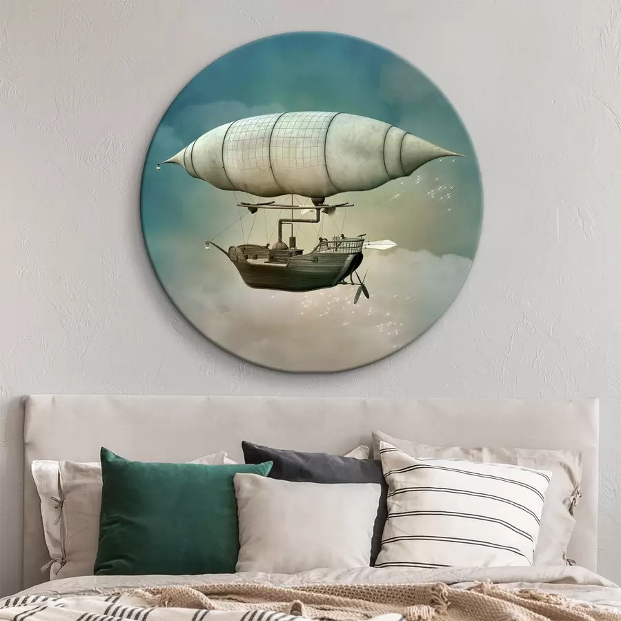 murales de pared Dirigible steampunk en el cielo r36706