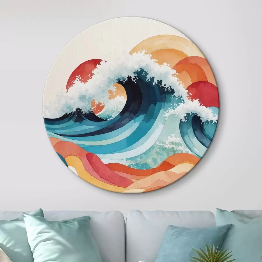 murales de pared Mar embravecido en acuarela r36798