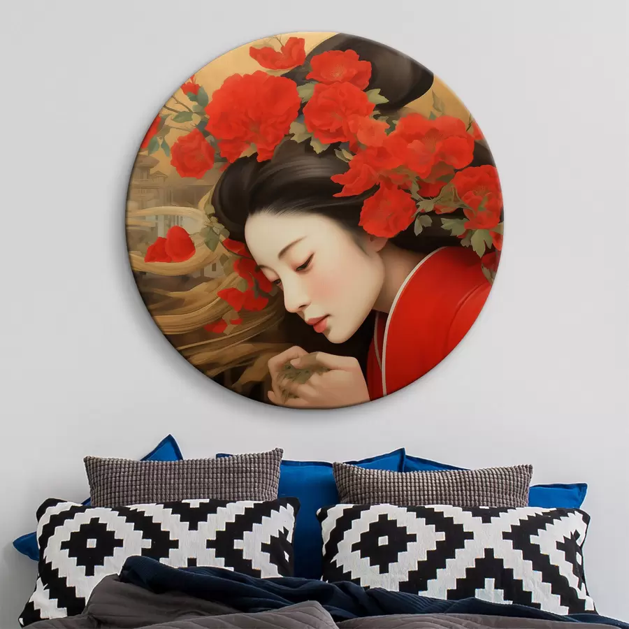 murales de pared Mujer con flores en el pelo r36809