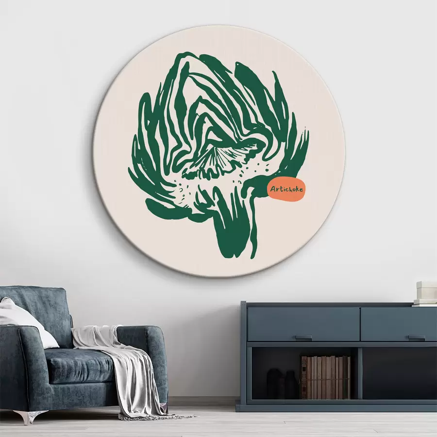 murales de pared Dibujo de una planta en verde y blanco r36868