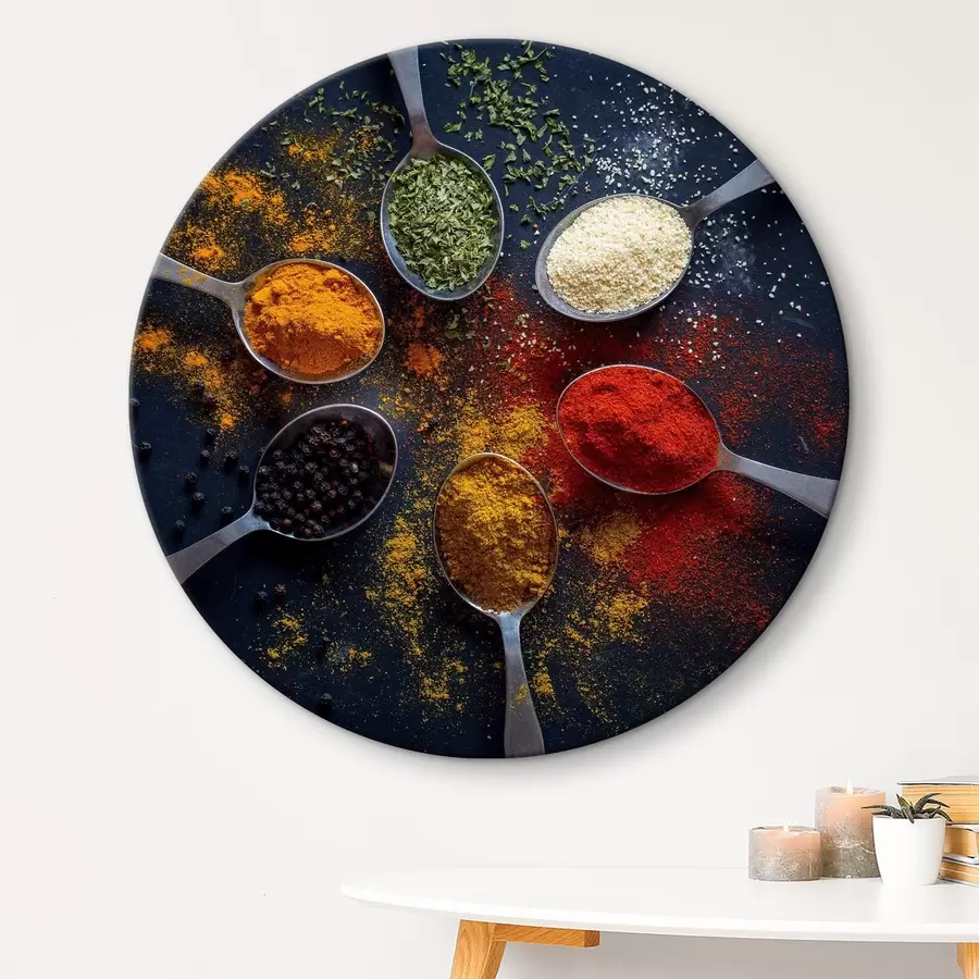 murales de pared Grupo de cucharas con diferentes especias r37046