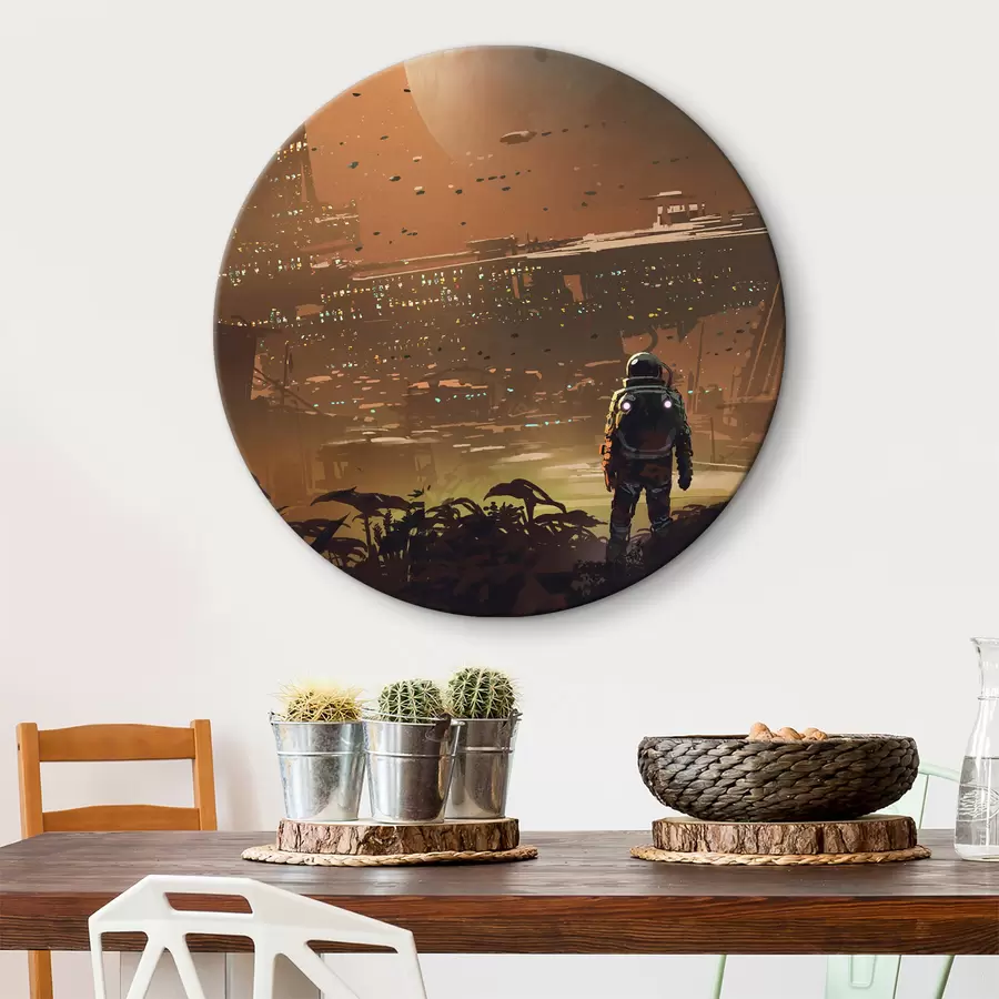 murales de pared Astronauta paseando por la ciudad r37083