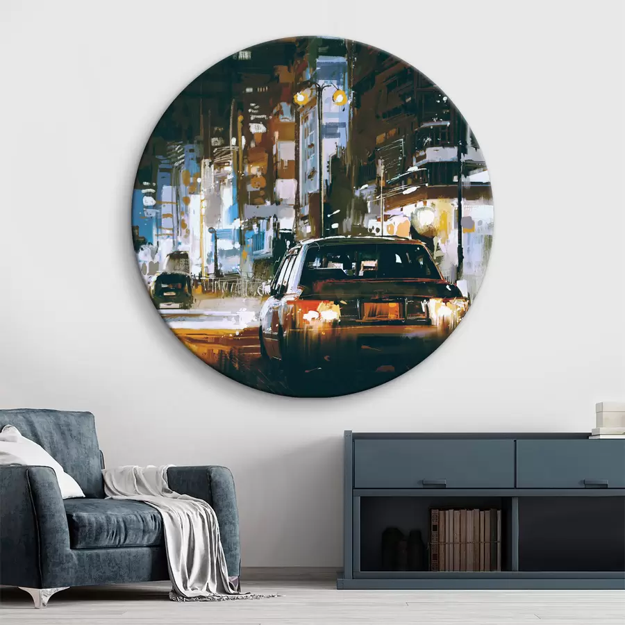 murales de pared Paisaje urbano y coche de noche r37085