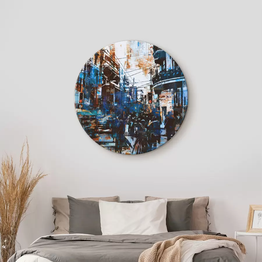 murales de pared Calle con edificios y gente r37087