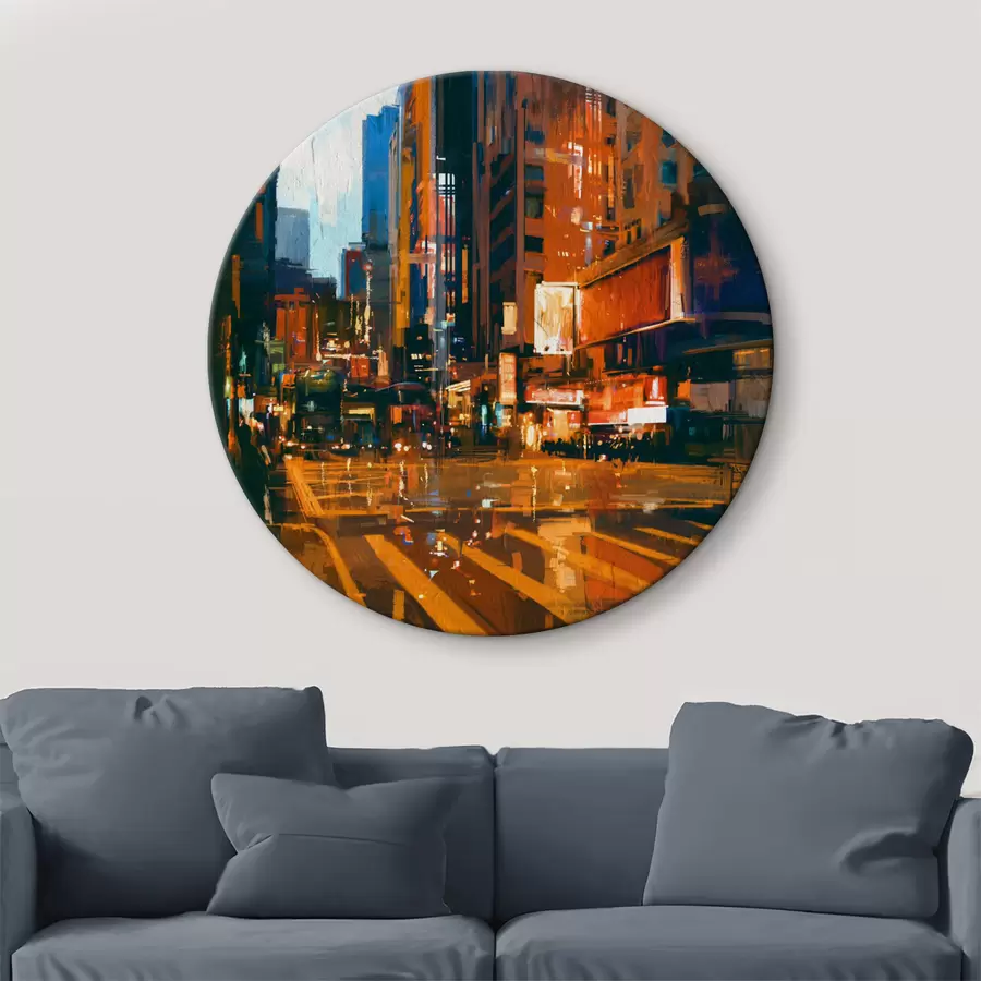 murales de pared Calle urbana con edificios y luces r37095