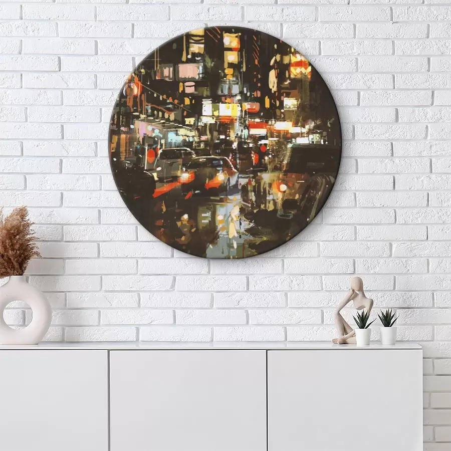 murales de pared Calle urbana con coches y luces r37097