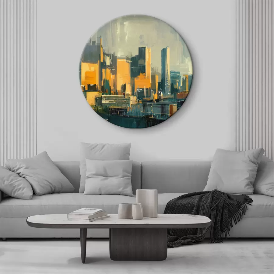 murales de pared Panorama de la ciudad con edificios altos r37102