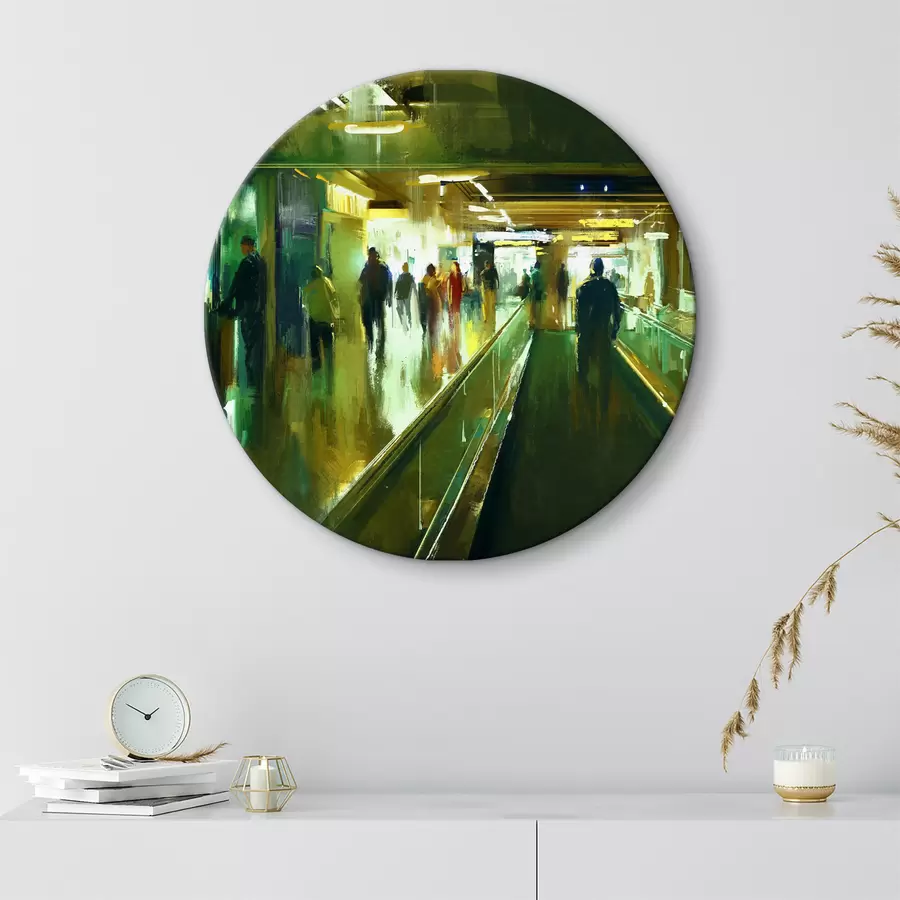 murales de pared Un grupo de personas caminando por una escalera mecánica r37103