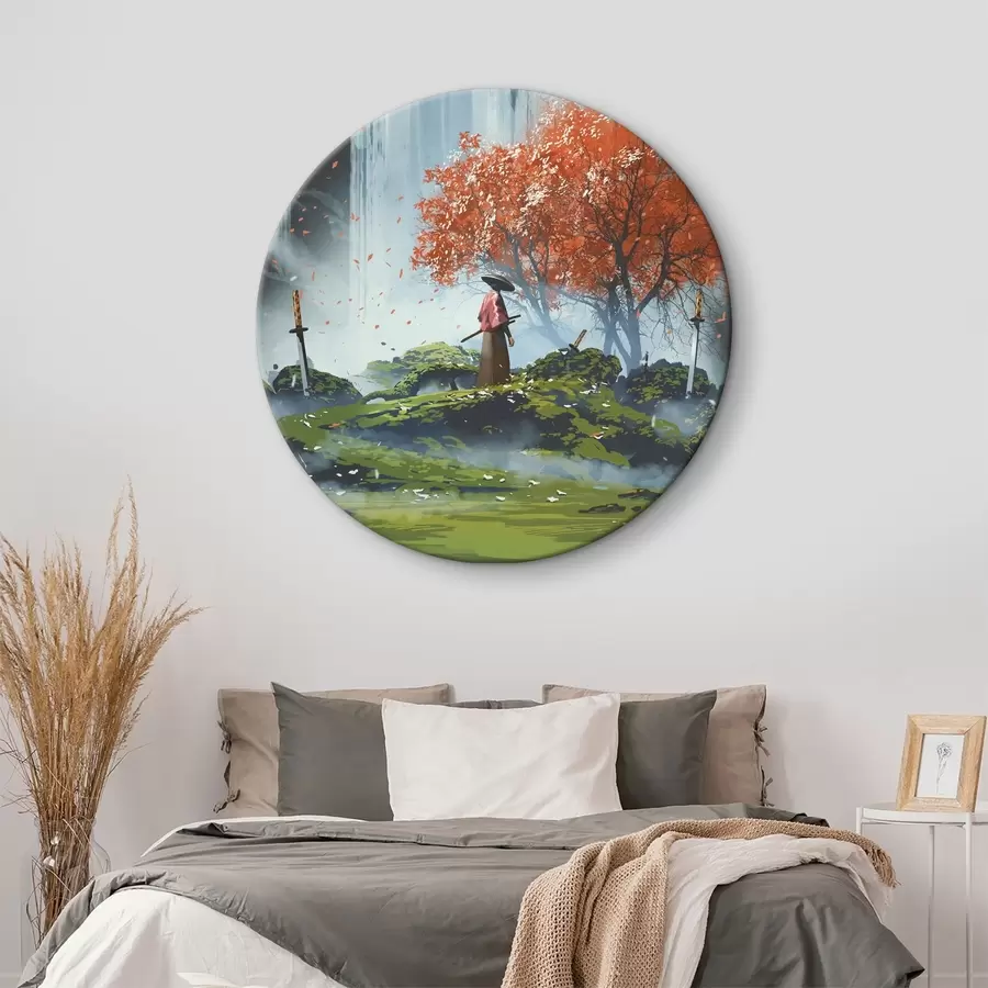 murales de pared Un solitario samurái japonés r37105